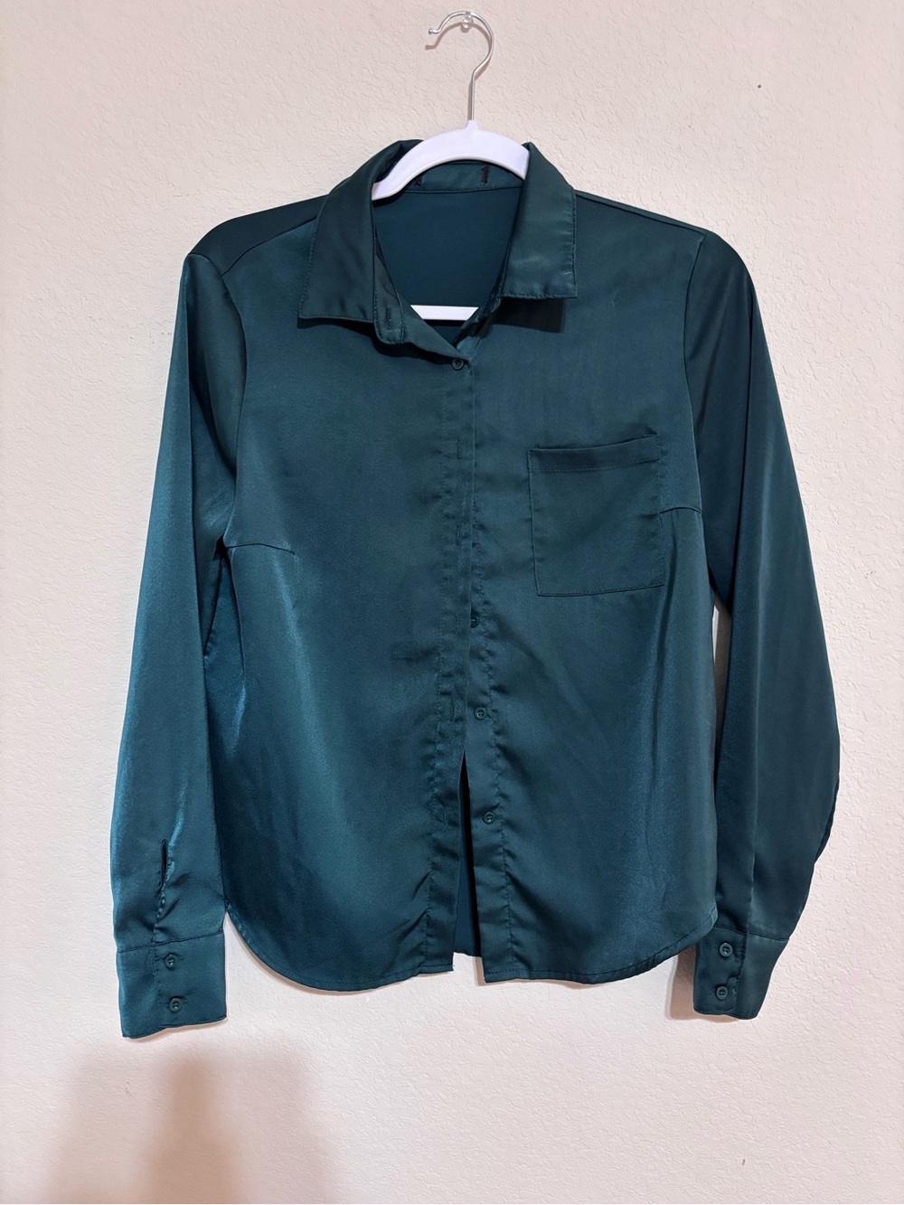 Dark Teal Long-Sleeve Button-Up Shirt